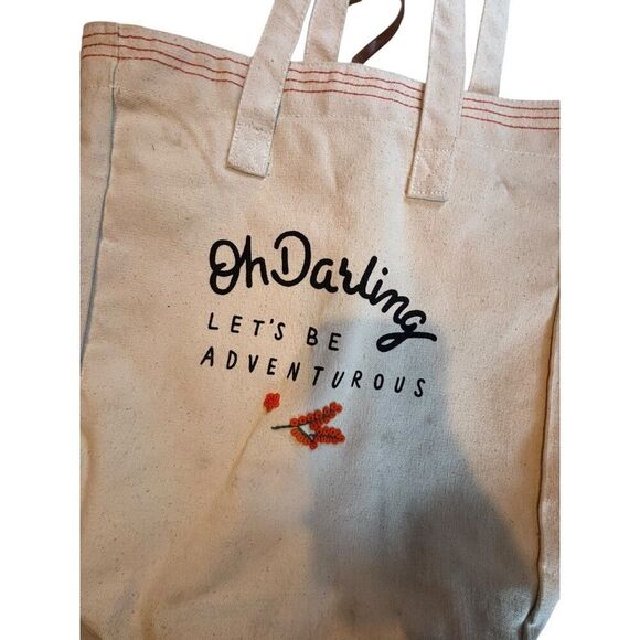 Oh Darling "Lets Be Adventurous" Embroidered Canvas Tote Bag Eco-Friendly & Sty - Picture 5 of 9